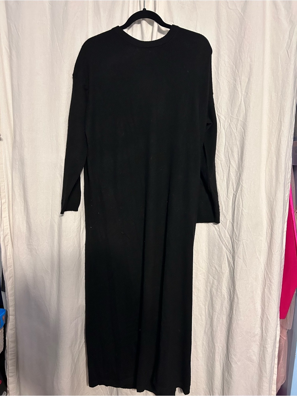 Zara Black Long Sleeve Maxi Dress - Crew Neck